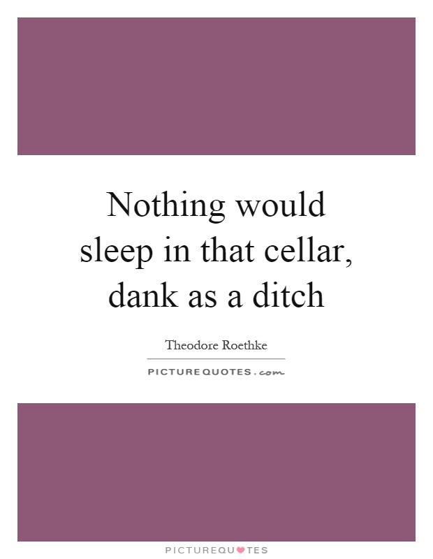 Nothing would sleep in that cellar, dank as a ditch Picture Quote #1