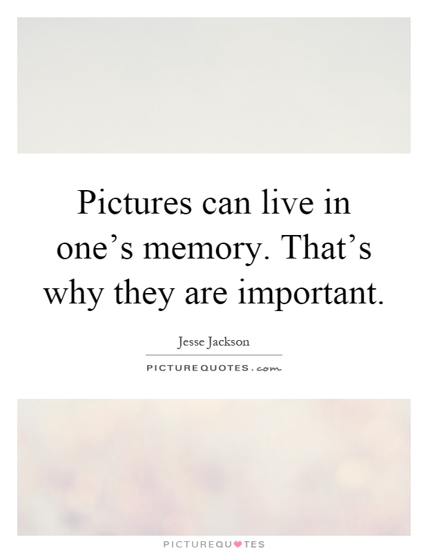 Pictures can live in one's memory. That's why they are important Picture Quote #1