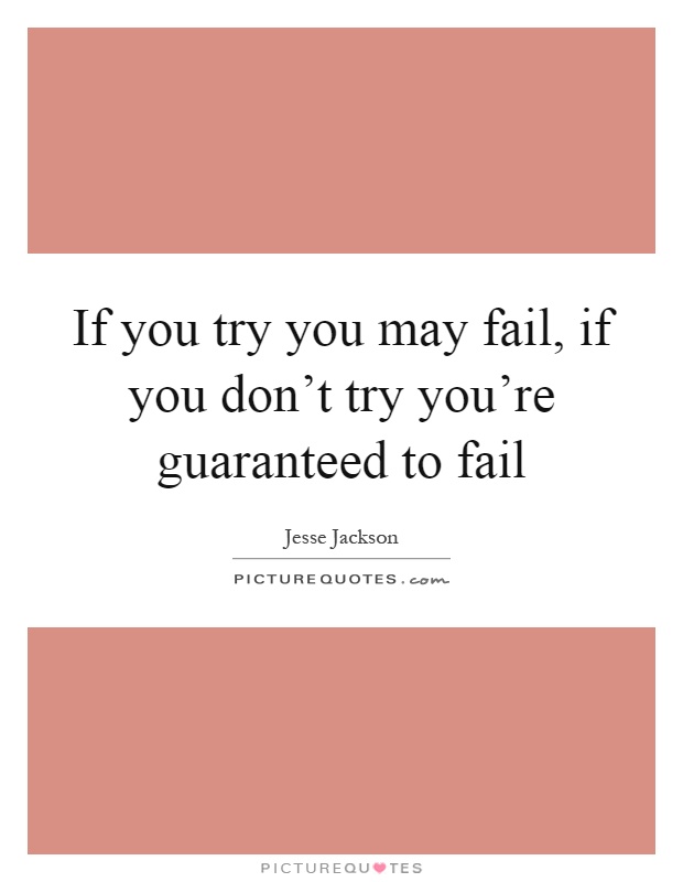 If you try you may fail, if you don't try you're guaranteed to fail Picture Quote #1