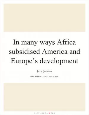 In many ways Africa subsidised America and Europe’s development Picture Quote #1