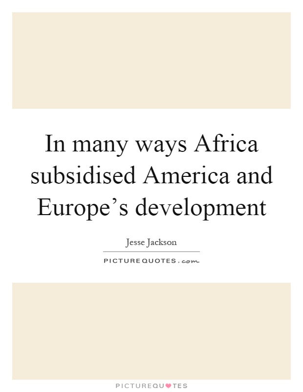 In many ways Africa subsidised America and Europe's development Picture Quote #1