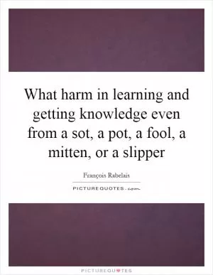 What harm in learning and getting knowledge even from a sot, a pot, a fool, a mitten, or a slipper Picture Quote #1
