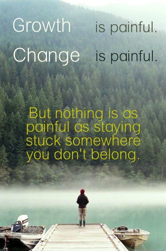 Growth is painful. Change is painful. But nothing is as painful as staying stuck somewhere you don't belong Picture Quote #1