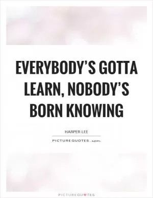Everybody’s gotta learn, nobody’s born knowing Picture Quote #1