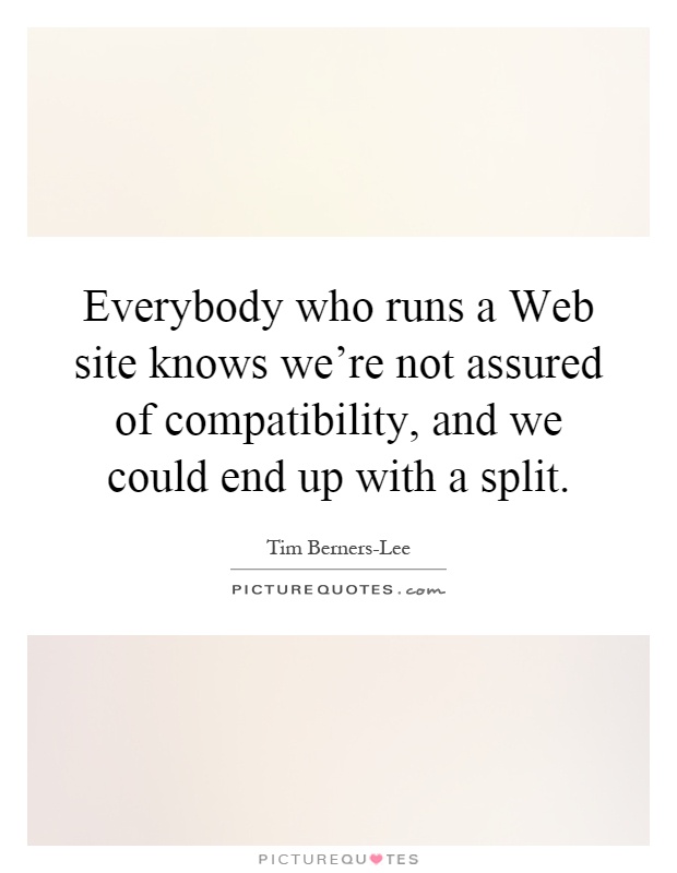 Everybody who runs a Web site knows we're not assured of compatibility, and we could end up with a split Picture Quote #1
