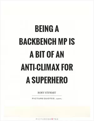 Being a backbench MP is a bit of an anti-climax for a superhero Picture Quote #1