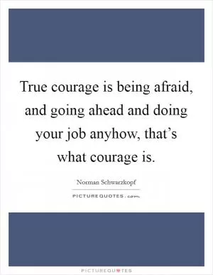 True courage is being afraid, and going ahead and doing your job anyhow, that’s what courage is Picture Quote #1