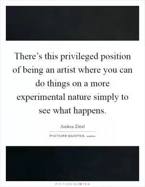 There’s this privileged position of being an artist where you can do things on a more experimental nature simply to see what happens Picture Quote #1