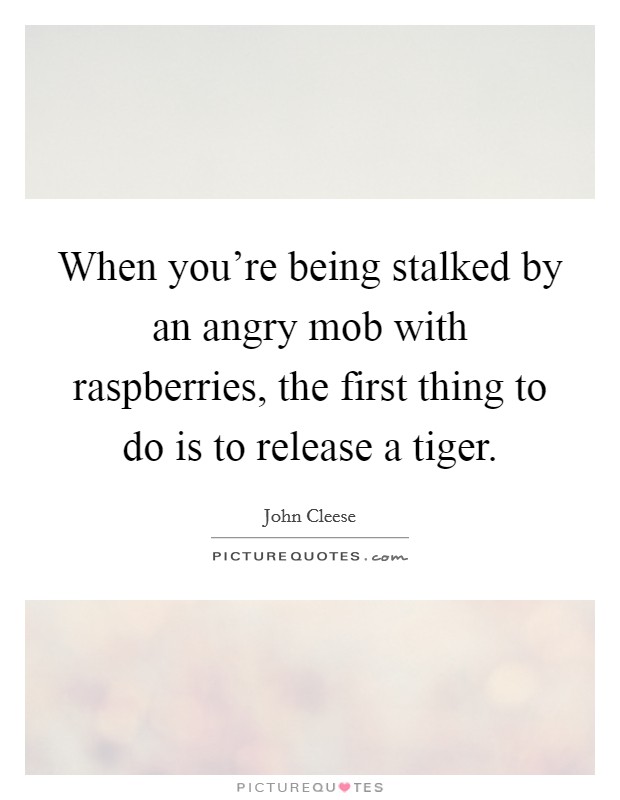 When you're being stalked by an angry mob with raspberries, the first thing to do is to release a tiger. Picture Quote #1