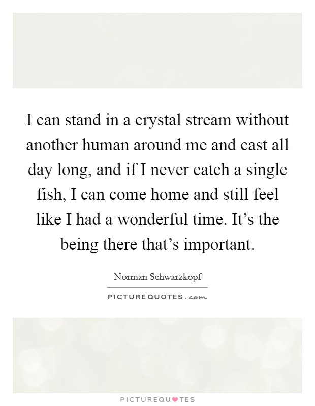 I can stand in a crystal stream without another human around me and cast all day long, and if I never catch a single fish, I can come home and still feel like I had a wonderful time. It's the being there that's important. Picture Quote #1