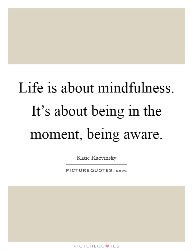 Life is about mindfulness. It's about being in the moment, being aware. Picture Quote #1