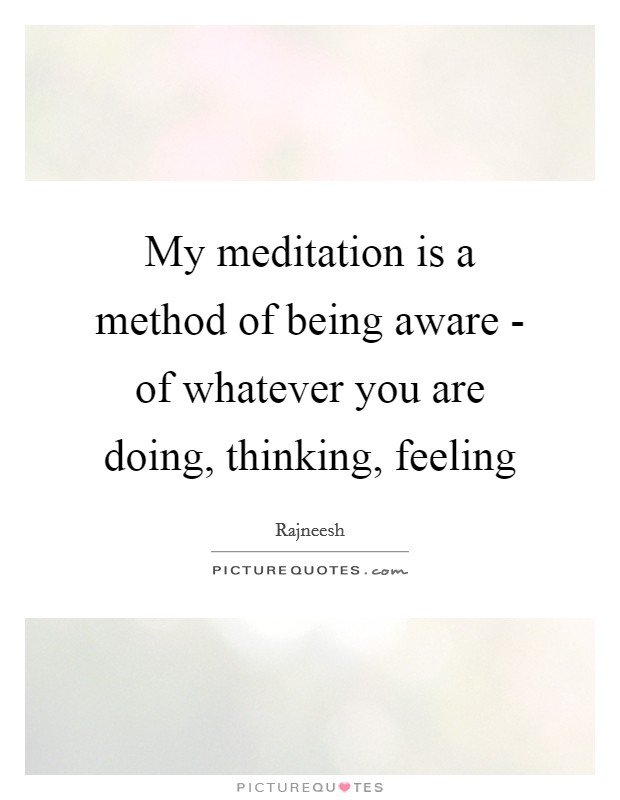 My meditation is a method of being aware - of whatever you are doing, thinking, feeling Picture Quote #1