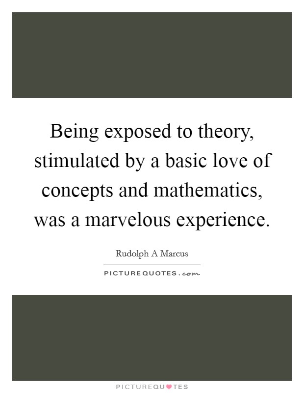 Being exposed to theory, stimulated by a basic love of concepts and mathematics, was a marvelous experience. Picture Quote #1