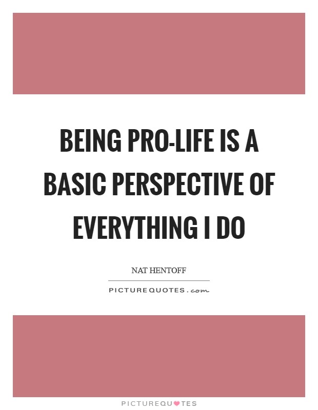 Being pro-life is a basic perspective of everything I do Picture Quote #1