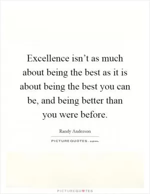 Excellence isn’t as much about being the best as it is about being the best you can be, and being better than you were before Picture Quote #1