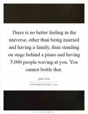There is no better feeling in the universe, other than being married and having a family, than standing on stage behind a piano and having 5,000 people waving at you. You cannot bottle that Picture Quote #1