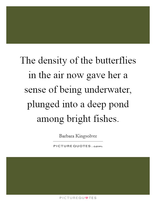 The density of the butterflies in the air now gave her a sense of being underwater, plunged into a deep pond among bright fishes. Picture Quote #1