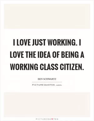 I love just working. I love the idea of being a working class citizen Picture Quote #1