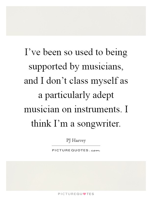 I've been so used to being supported by musicians, and I don't class myself as a particularly adept musician on instruments. I think I'm a songwriter. Picture Quote #1