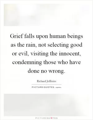 Grief falls upon human beings as the rain, not selecting good or evil, visiting the innocent, condemning those who have done no wrong Picture Quote #1