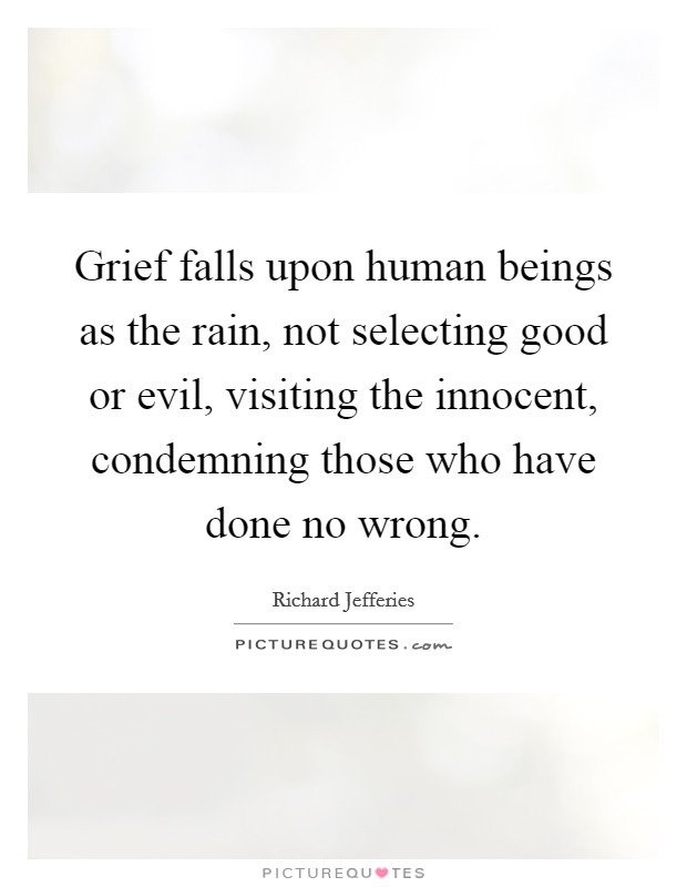 Grief falls upon human beings as the rain, not selecting good or evil, visiting the innocent, condemning those who have done no wrong. Picture Quote #1