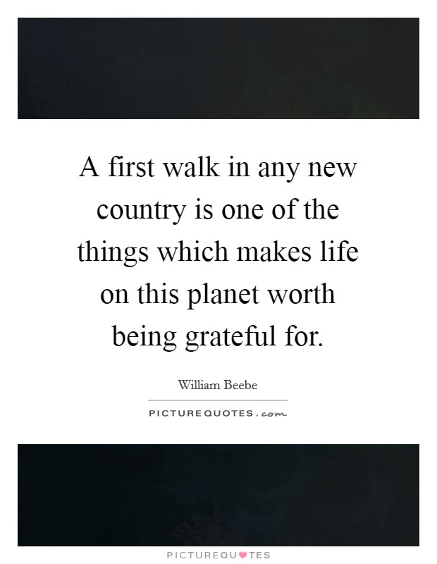 A first walk in any new country is one of the things which makes life on this planet worth being grateful for. Picture Quote #1