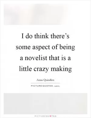 I do think there’s some aspect of being a novelist that is a little crazy making Picture Quote #1