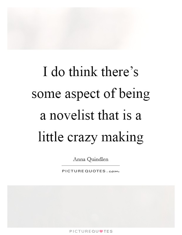 I do think there's some aspect of being a novelist that is a little crazy making Picture Quote #1