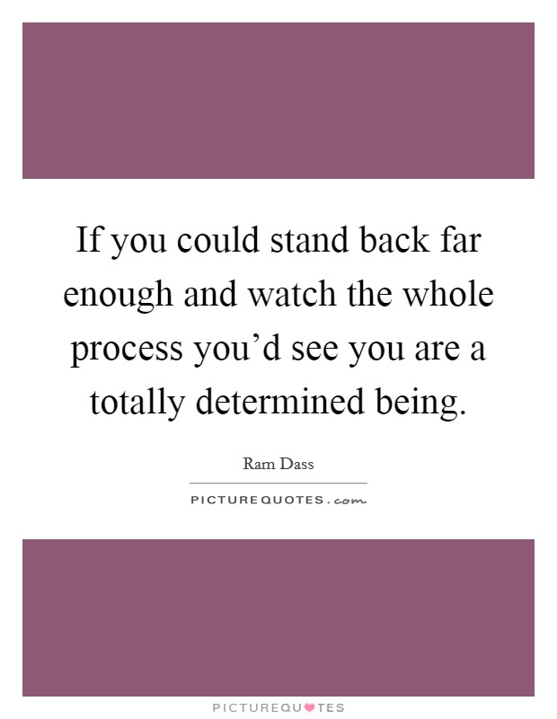 If you could stand back far enough and watch the whole process you'd see you are a totally determined being. Picture Quote #1