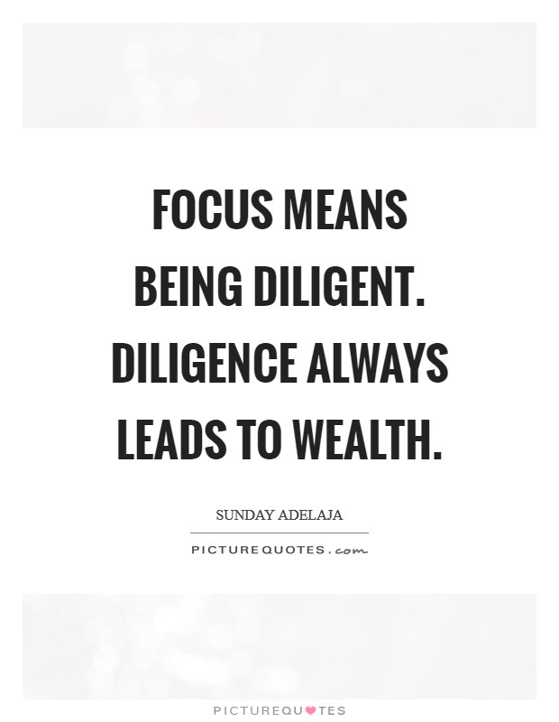 Focus means being diligent. Diligence always leads to wealth. Picture Quote #1