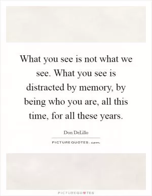 What you see is not what we see. What you see is distracted by memory, by being who you are, all this time, for all these years Picture Quote #1