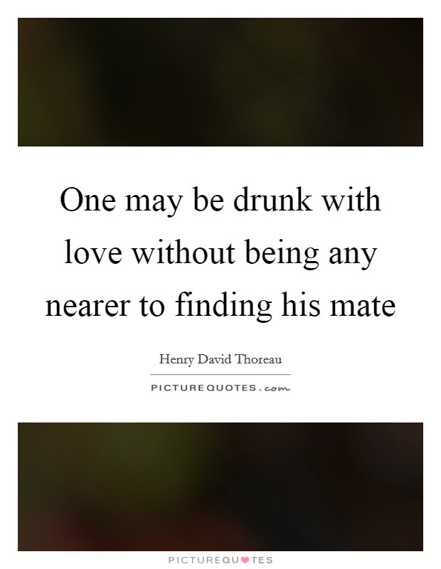 One may be drunk with love without being any nearer to finding his mate Picture Quote #1