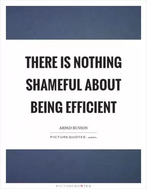 There is nothing shameful about being efficient Picture Quote #1