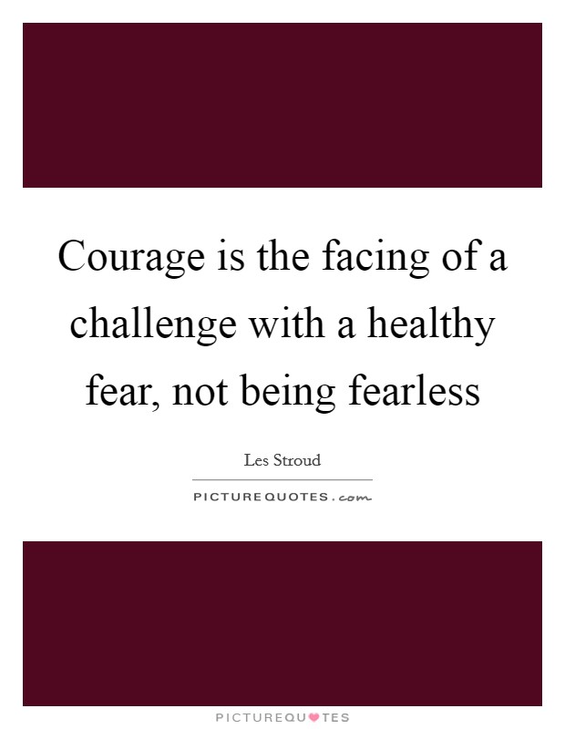 Courage is the facing of a challenge with a healthy fear, not being fearless Picture Quote #1