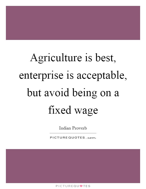 Agriculture is best, enterprise is acceptable, but avoid being on a fixed wage Picture Quote #1