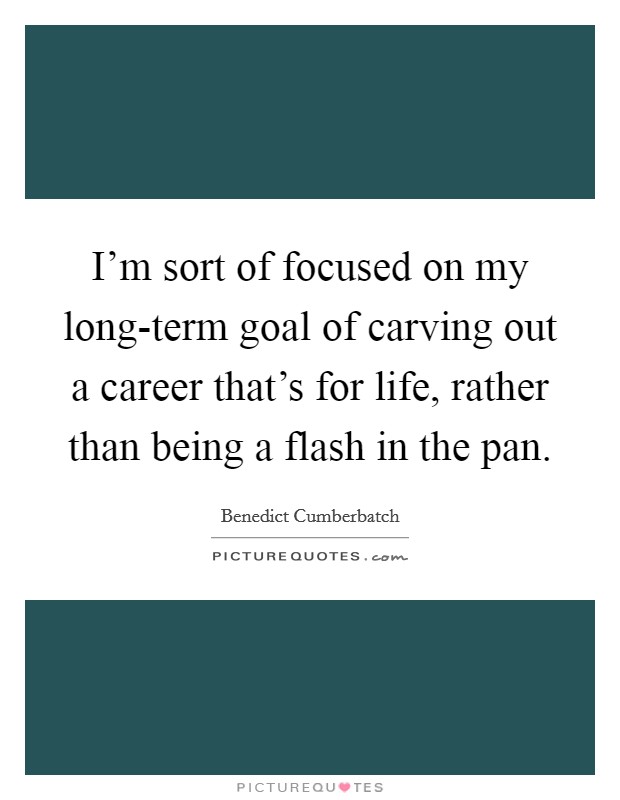I'm sort of focused on my long-term goal of carving out a career that's for life, rather than being a flash in the pan. Picture Quote #1