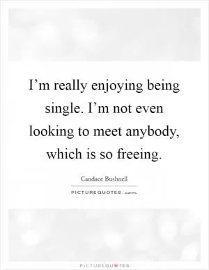I’m really enjoying being single. I’m not even looking to meet anybody, which is so freeing Picture Quote #1