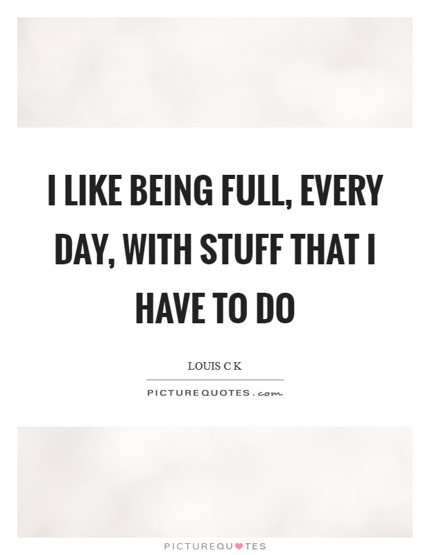 I like being full, every day, with stuff that I have to do Picture Quote #1