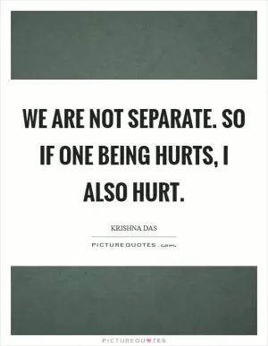 We are not separate. So if one being hurts, I also hurt Picture Quote #1