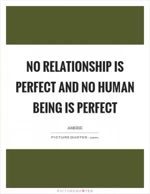No relationship is perfect and no human being is perfect Picture Quote #1