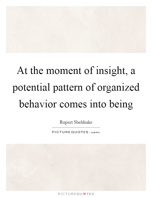 At the moment of insight, a potential pattern of organized behavior comes into being Picture Quote #1