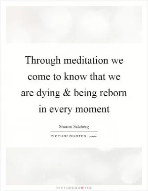 Through meditation we come to know that we are dying and being reborn in every moment Picture Quote #1