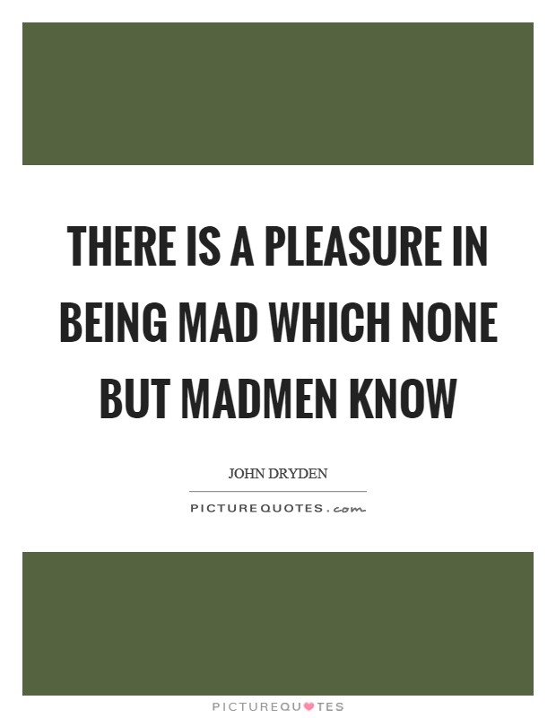 There is a pleasure in being mad which none but madmen know Picture Quote #1