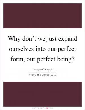 Why don’t we just expand ourselves into our perfect form, our perfect being? Picture Quote #1