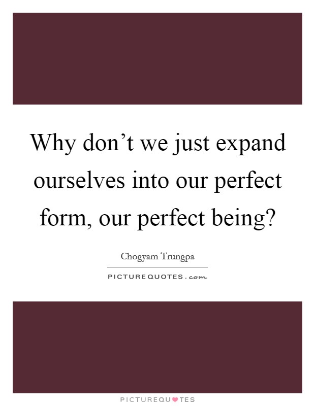Why don't we just expand ourselves into our perfect form, our perfect being? Picture Quote #1