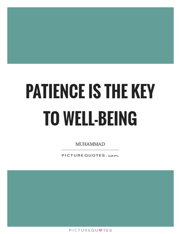 Patience is the key to well-being Picture Quote #1