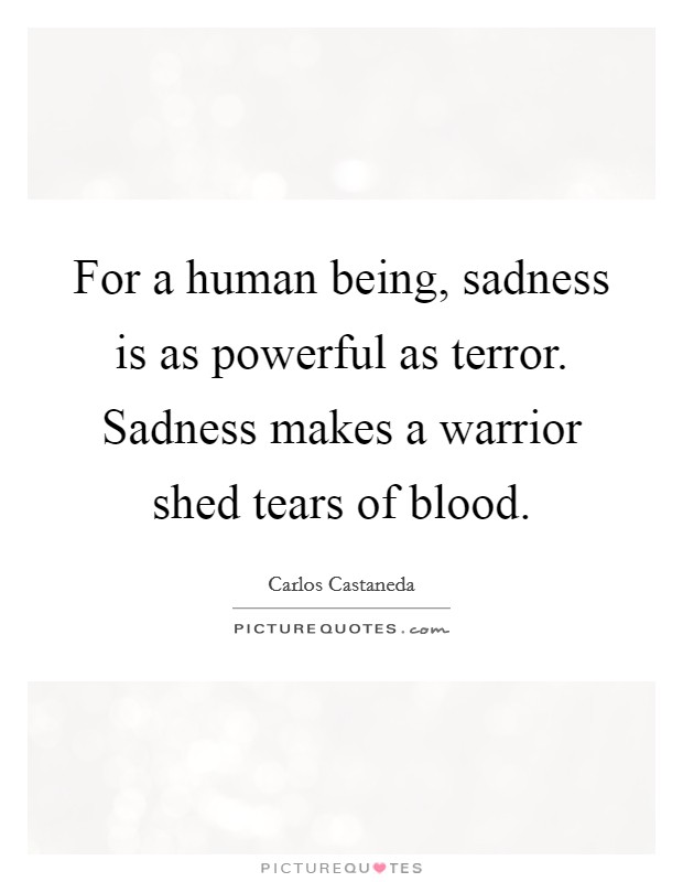 For a human being, sadness is as powerful as terror. Sadness makes a warrior shed tears of blood. Picture Quote #1