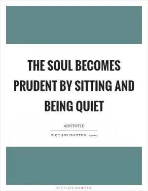The soul becomes prudent by sitting and being quiet Picture Quote #1