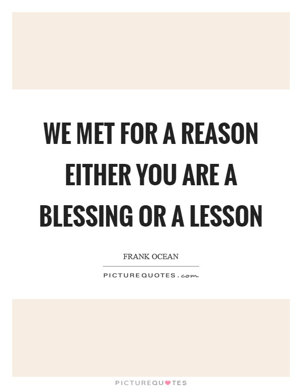 We Met For A Reason Either You Are A Blessing Or A Lesson Picture Quote #1