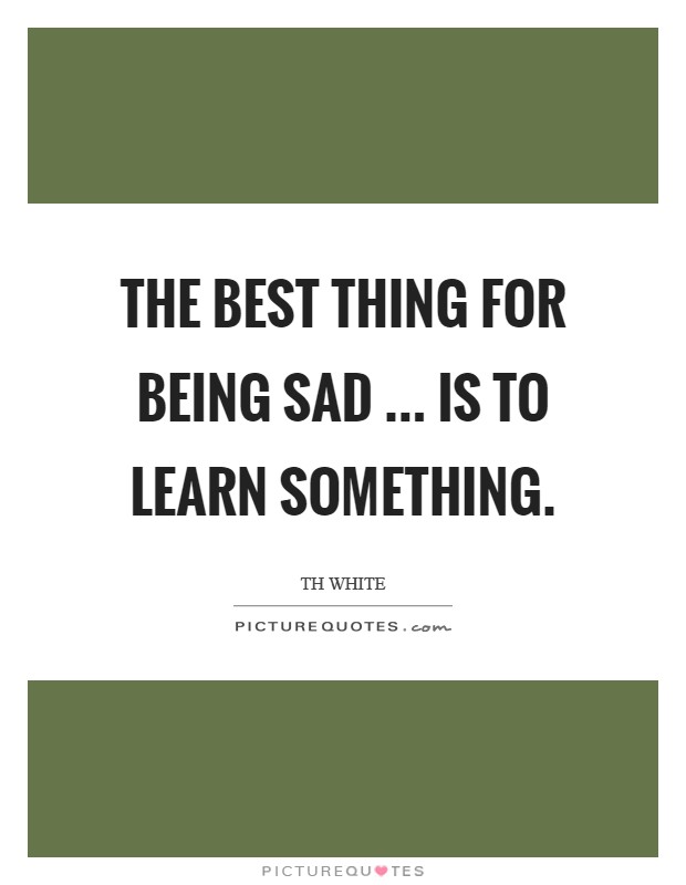 The best thing for being sad ... is to learn something. Picture Quote #1